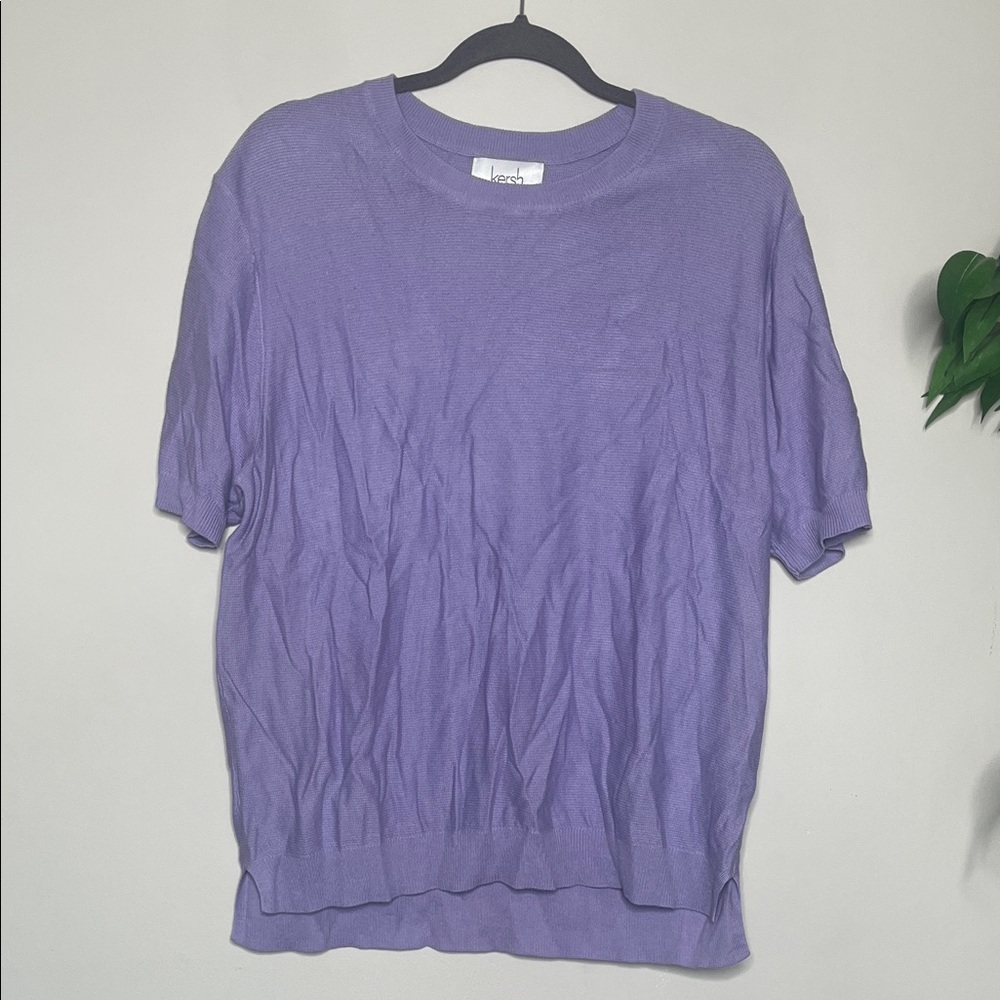 Kerch Purple Short Sleeve Knit Sweater
